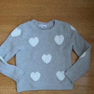 Cozy Kids' Heart Sweater - Gray and White